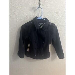 Tommy Hilfiger Wool Blend Coat Kids Girls Navy Military Style Peacoat Size Small